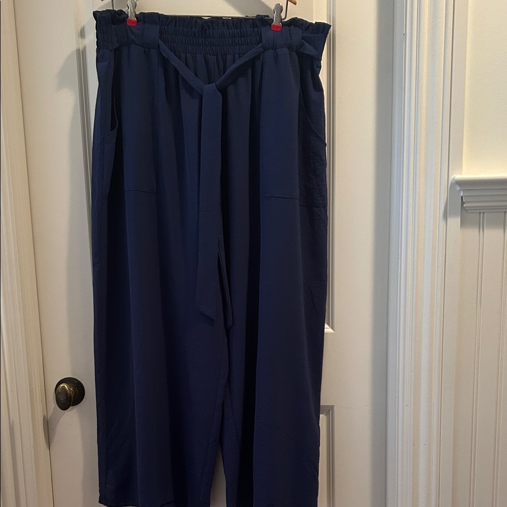 No Tags Paperbag wide elastic waistband High Waist Wide Leg baggy Pants pockets